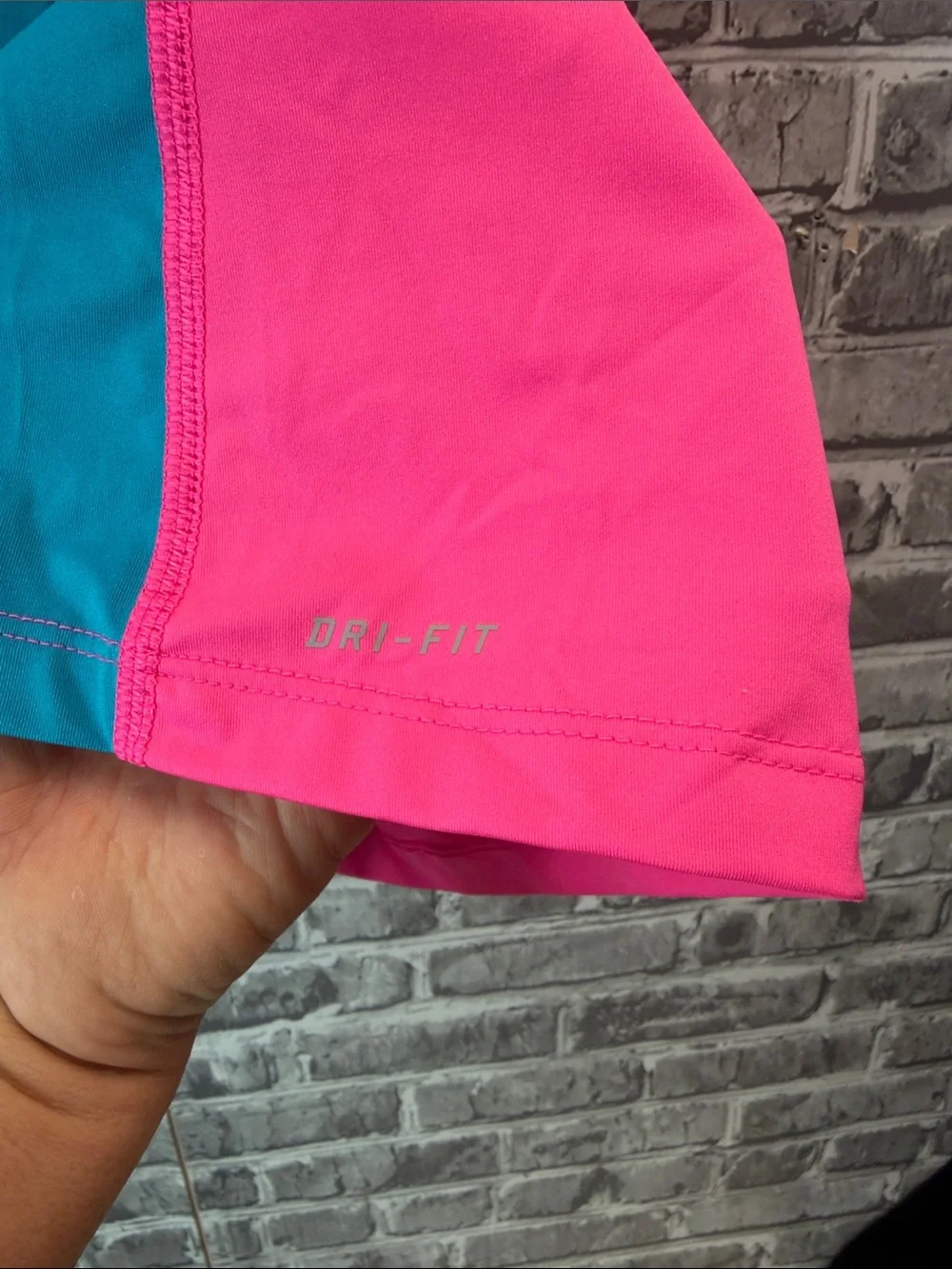 Nike Girls Hot Pink Racerback Tank with Blue Swoosh